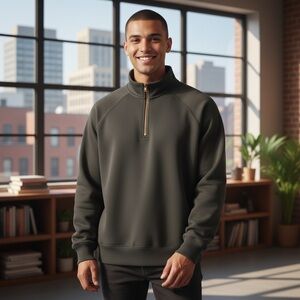 Artisans Pullover Fleece 1/4 Zip black brown XL heavy weight sweatshirt‎
